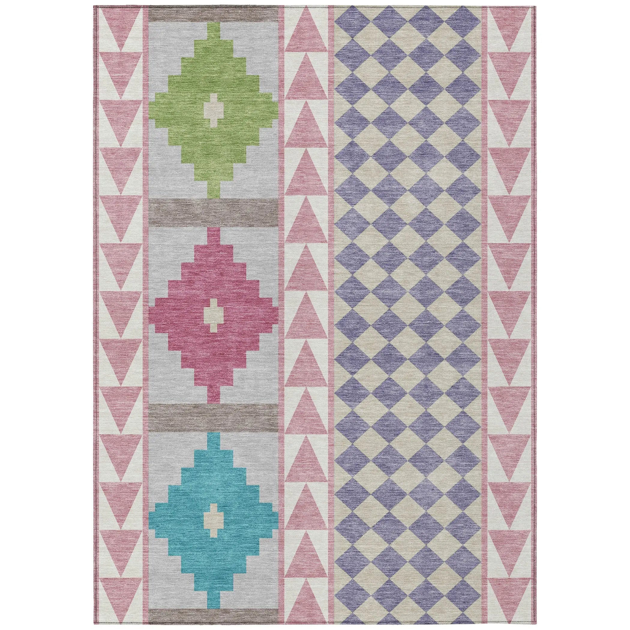 5' X 8' Pink And Ivory Southwestern Washable Indoor Outdoor Area Rug Homeroots Outdoor