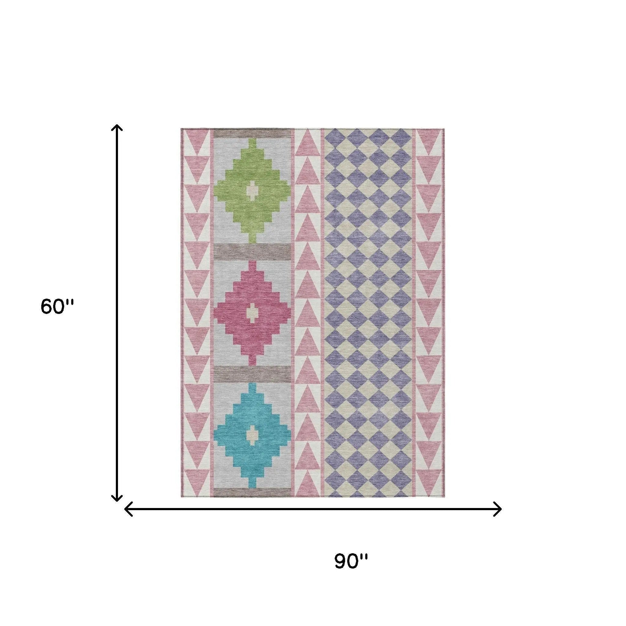 5' X 8' Pink And Ivory Southwestern Washable Indoor Outdoor Area Rug Homeroots Outdoor