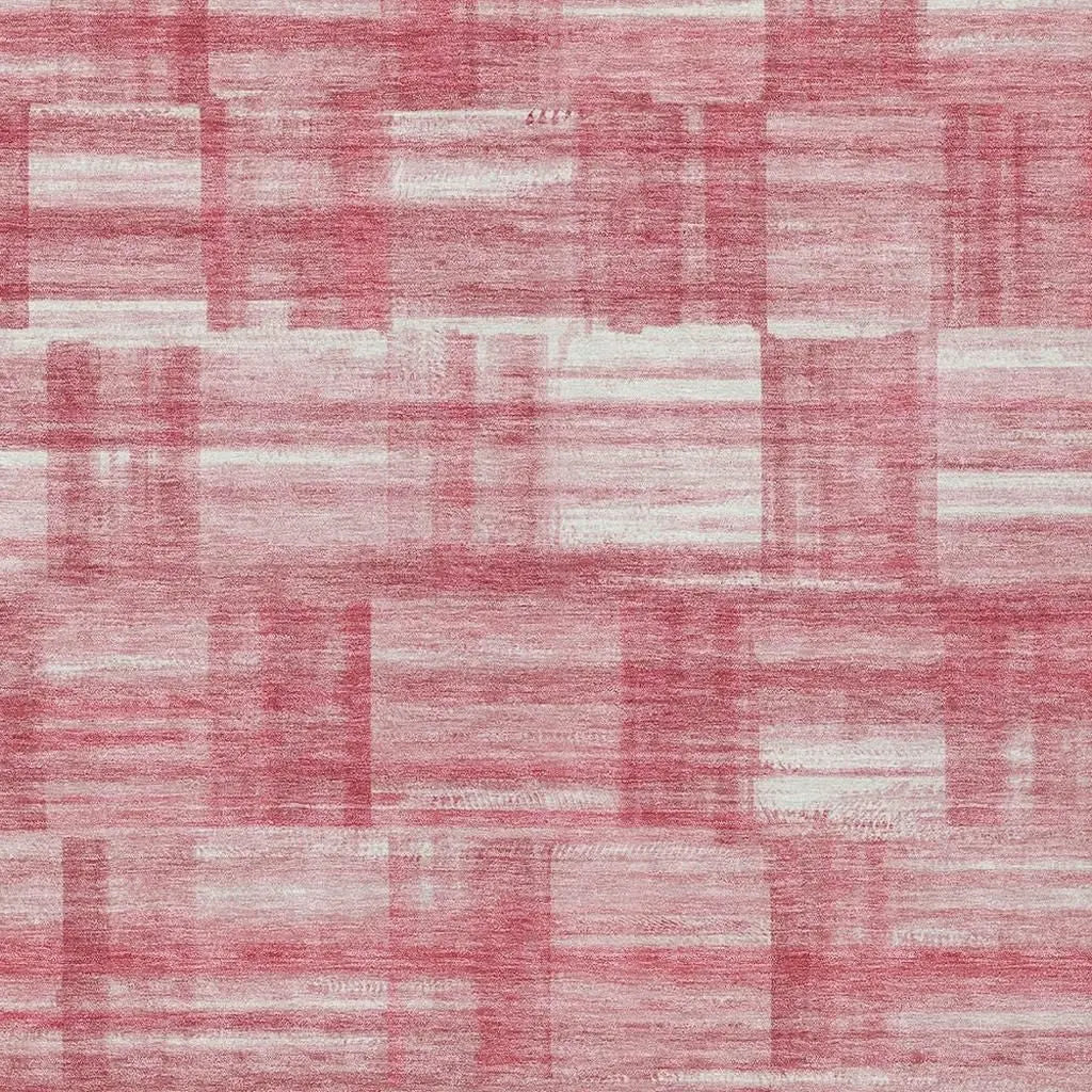 5' X 8' Pink And Ivory Striped Washable Indoor Outdoor Area Rug Homeroots Outdoor