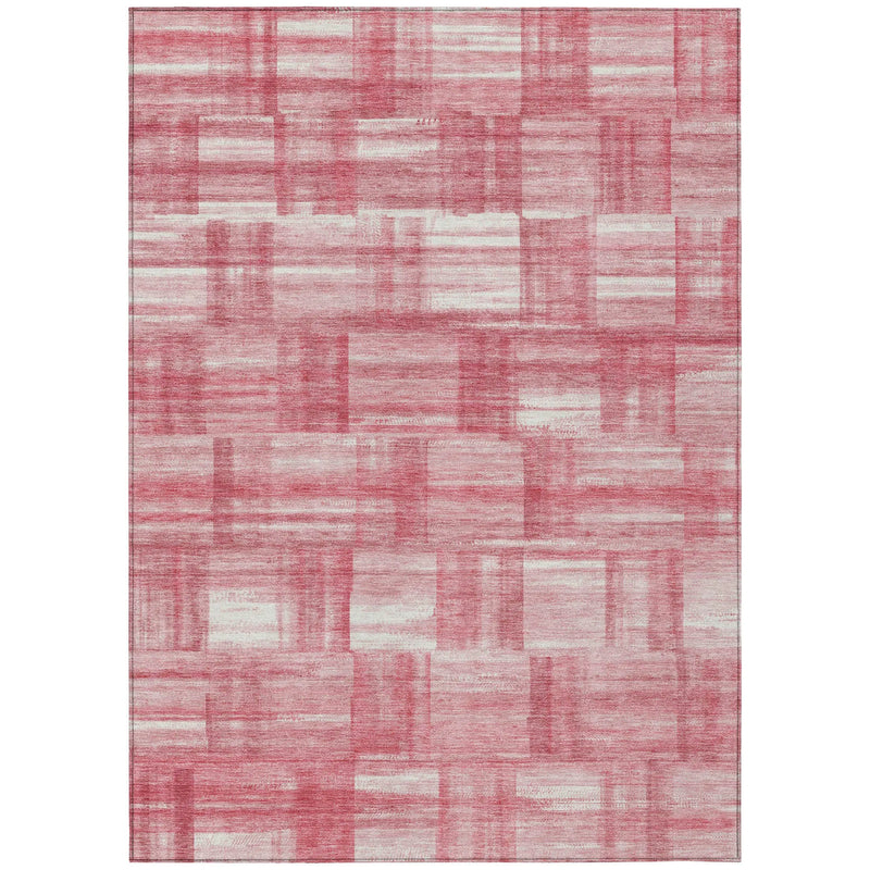 5' X 8' Pink And Ivory Striped Washable Indoor Outdoor Area Rug Homeroots Outdoor