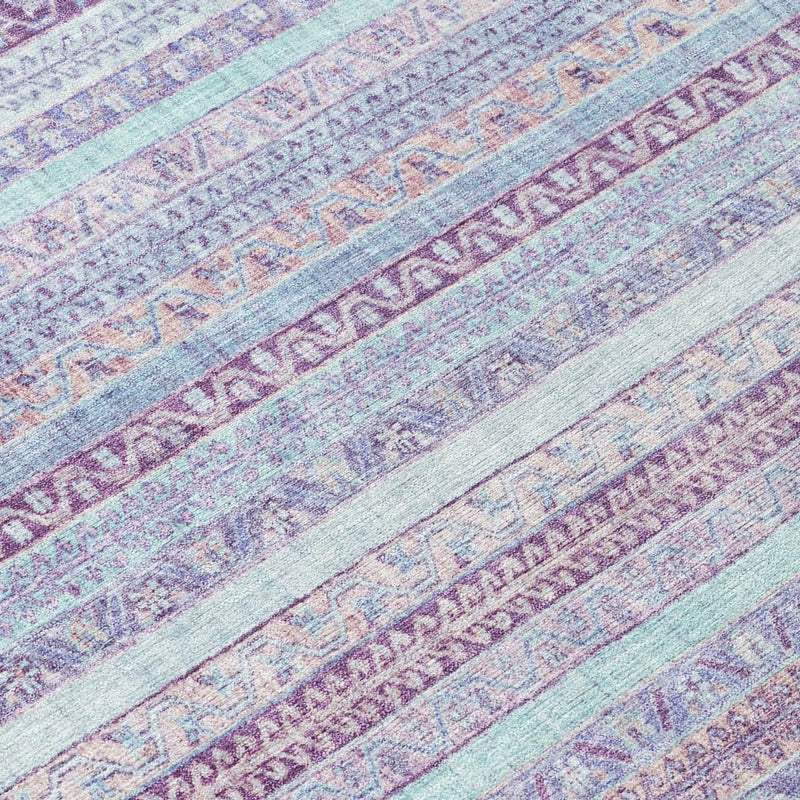5' X 8' Pink And Lavender Striped Washable Indoor Outdoor Area Rug Homeroots Outdoor