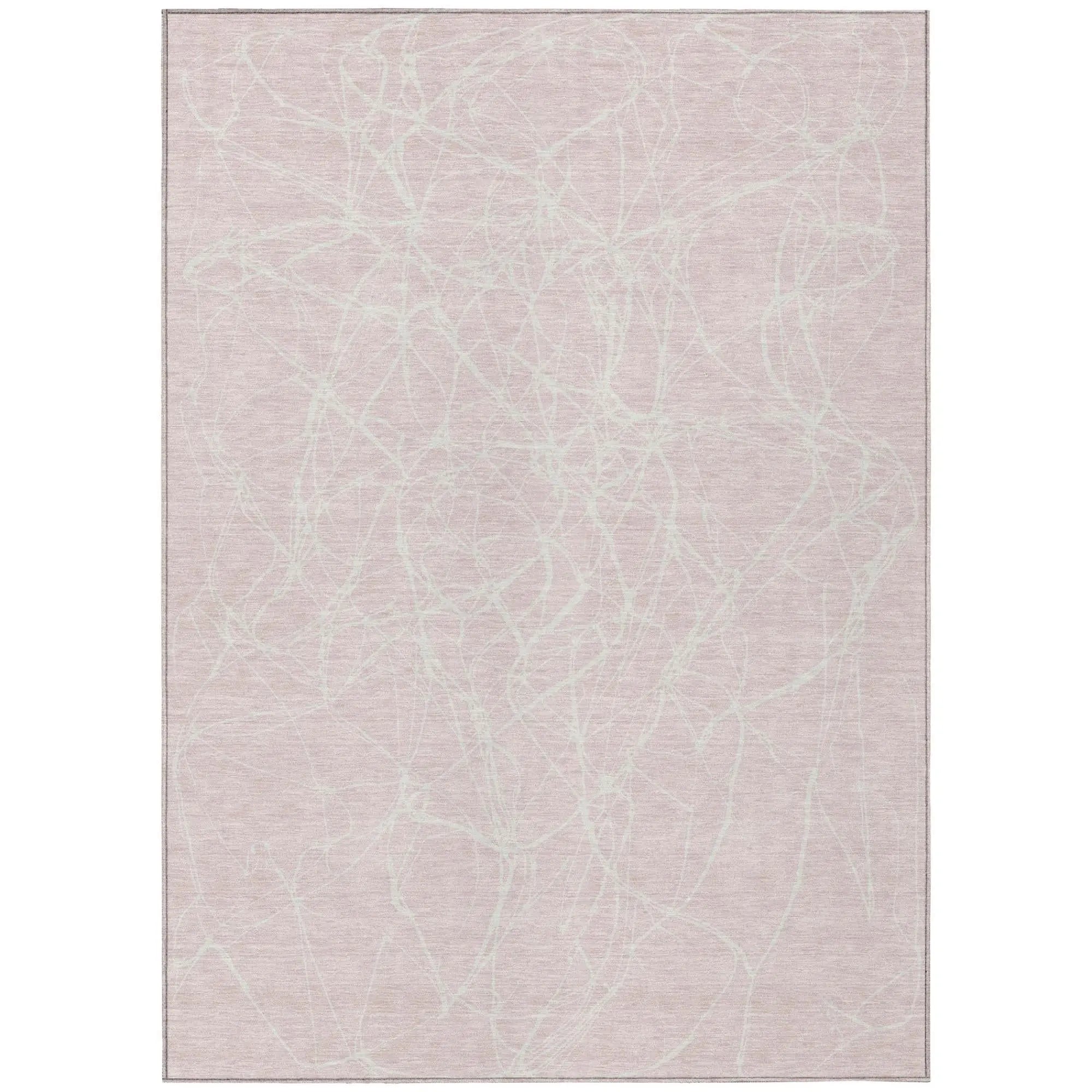 5' X 8' Pink And Linen Abstract Washable Indoor Outdoor Area Rug Homeroots Outdoor
