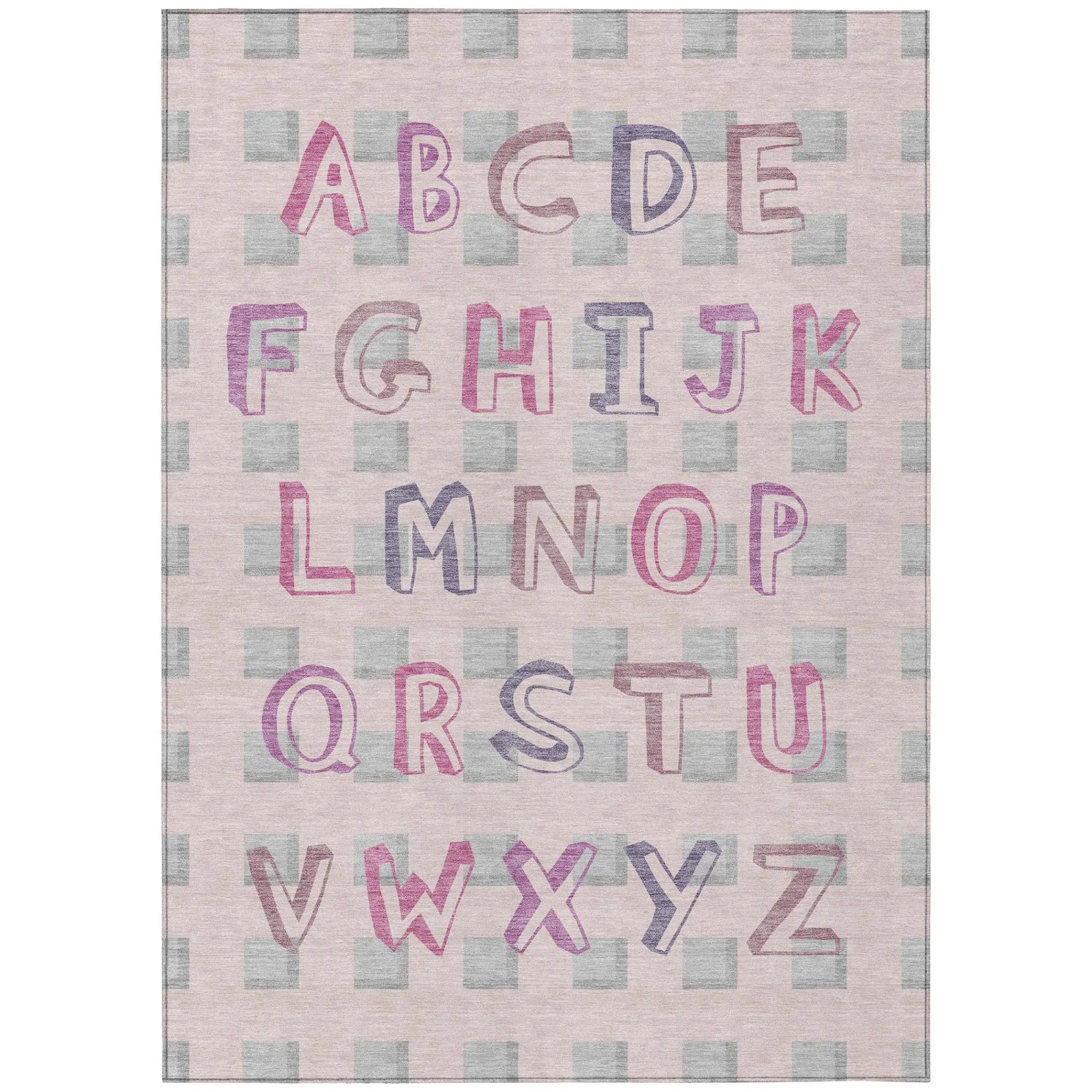 5' X 8' Pink And Linen Geometric Washable Indoor Outdoor Area Rug Homeroots Outdoor