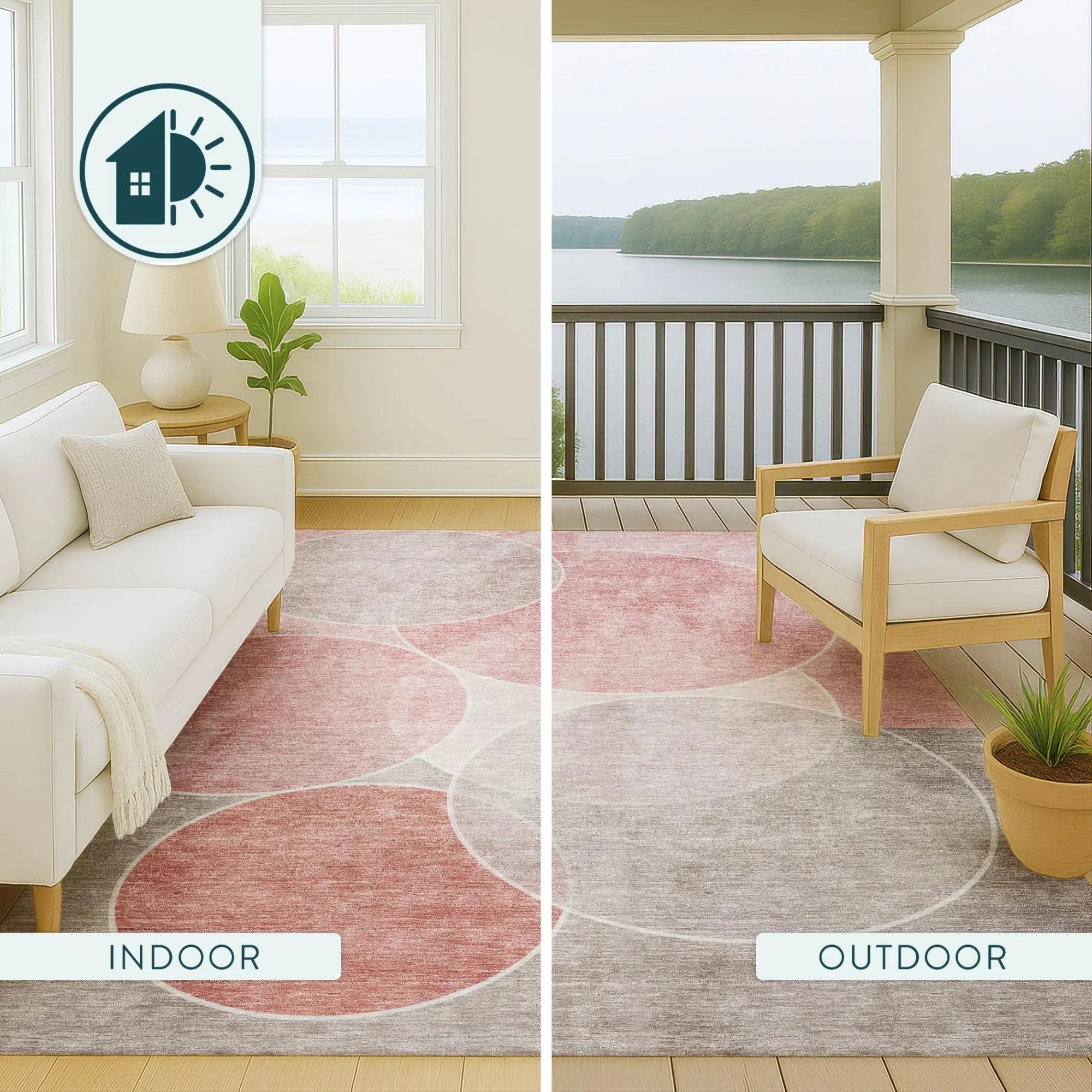 5' X 8' Pink And Pewter Geometric Washable Indoor Outdoor Area Rug Homeroots Outdoor