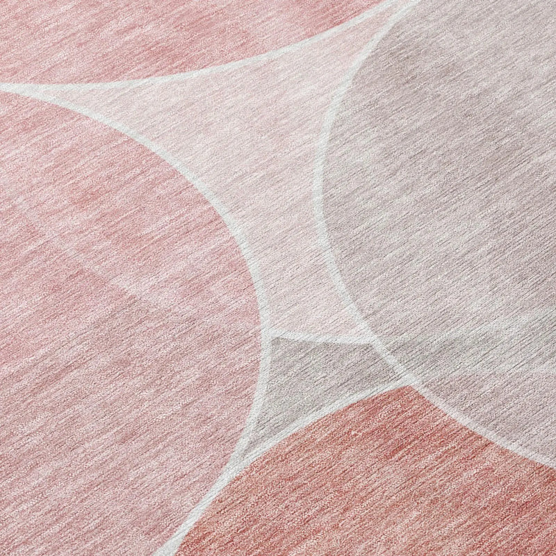 5' X 8' Pink And Pewter Geometric Washable Indoor Outdoor Area Rug Homeroots Outdoor