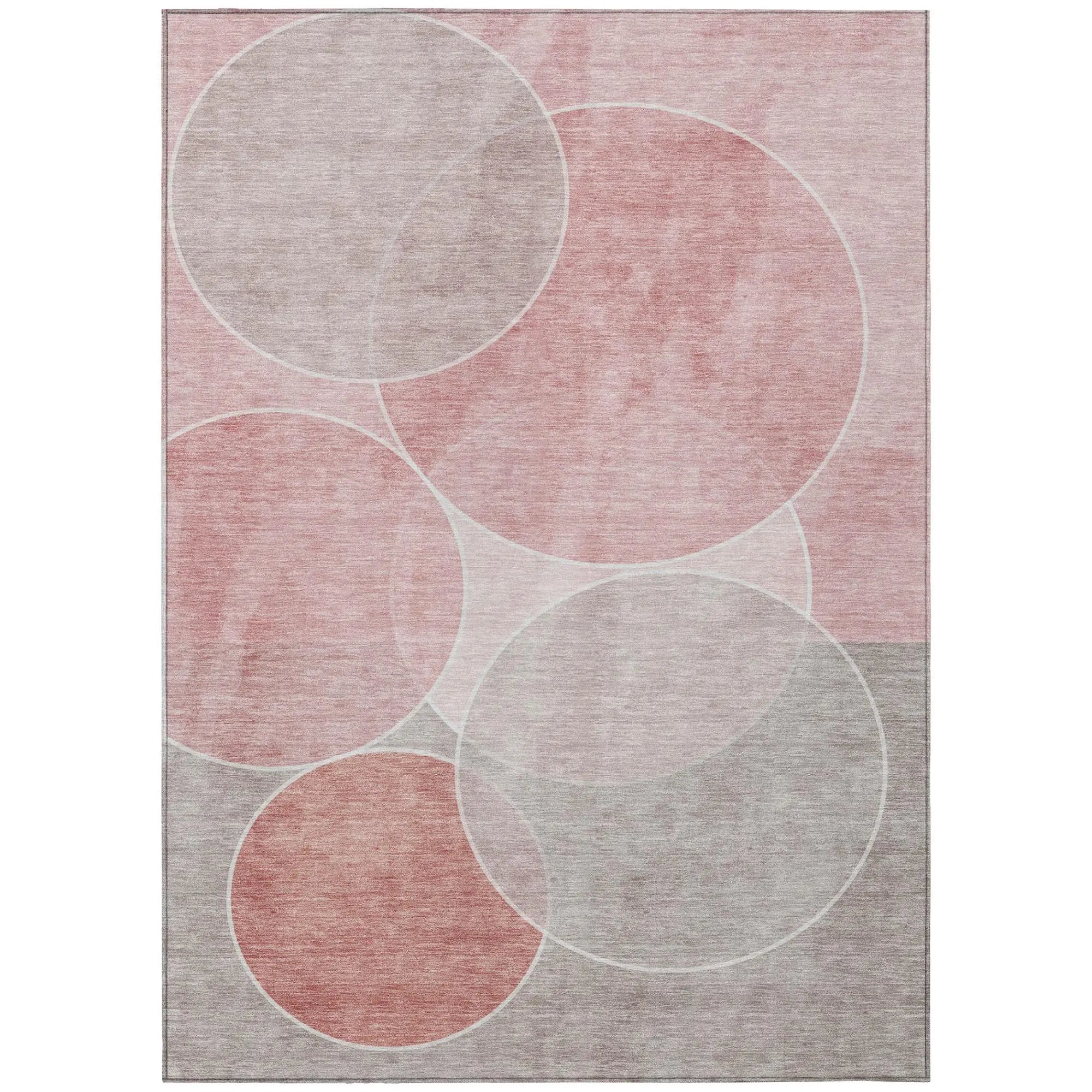 5' X 8' Pink And Pewter Geometric Washable Indoor Outdoor Area Rug Homeroots Outdoor