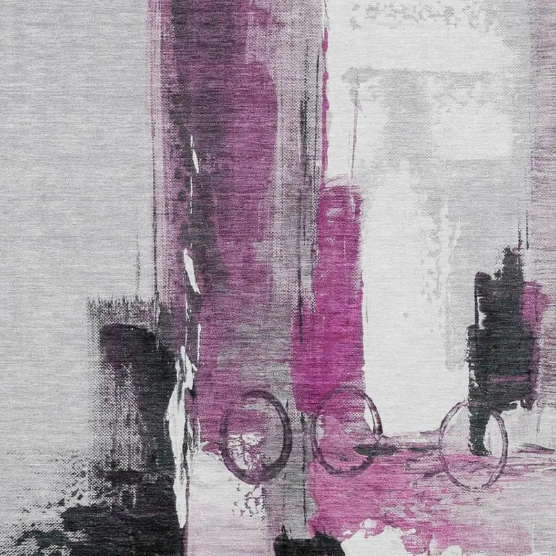 5' X 8' Pink And Silver Abstract Washable Indoor Outdoor Area Rug Homeroots Outdoor