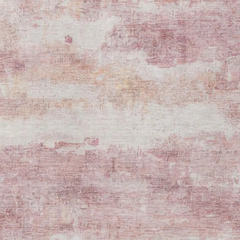 5' X 8' Pink And Tan Abstract Washable Indoor Outdoor Area Rug Homeroots Outdoor
