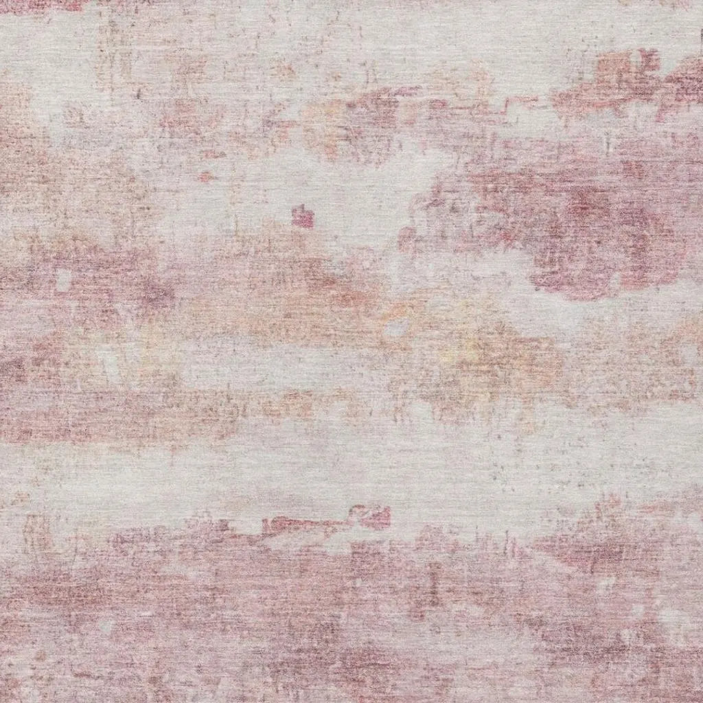 5' X 8' Pink And Tan Abstract Washable Indoor Outdoor Area Rug Homeroots Outdoor