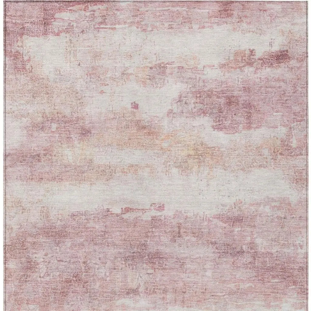 5' X 8' Pink And Tan Abstract Washable Indoor Outdoor Area Rug Homeroots Outdoor