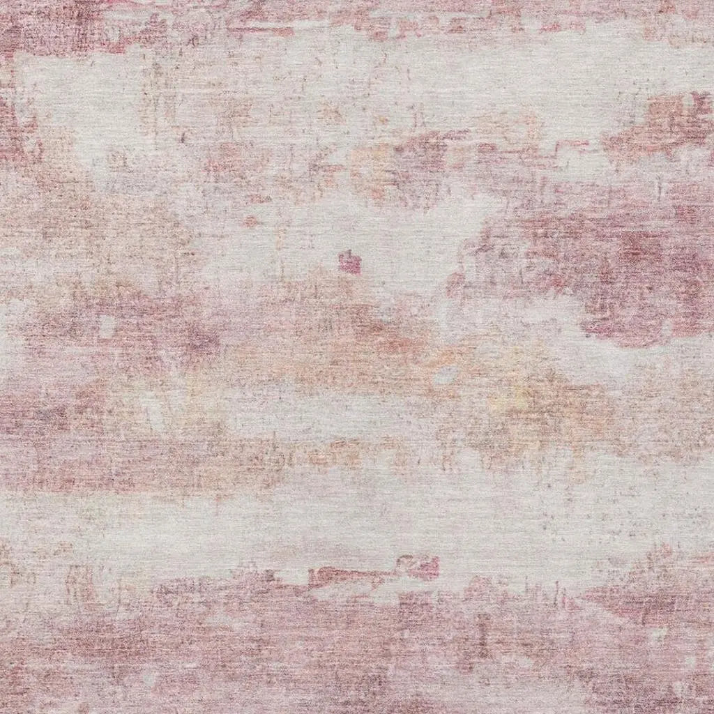 5' X 8' Pink And Tan Abstract Washable Indoor Outdoor Area Rug Homeroots Outdoor