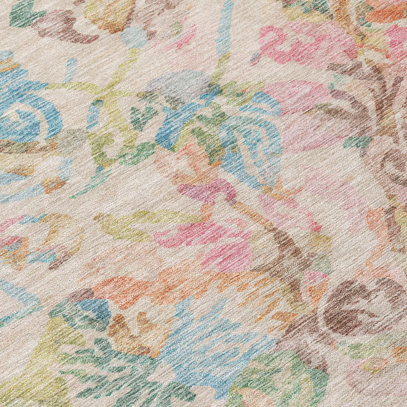 5' X 8' Pink And Tan Floral Washable Indoor Outdoor Area Rug Homeroots Outdoor