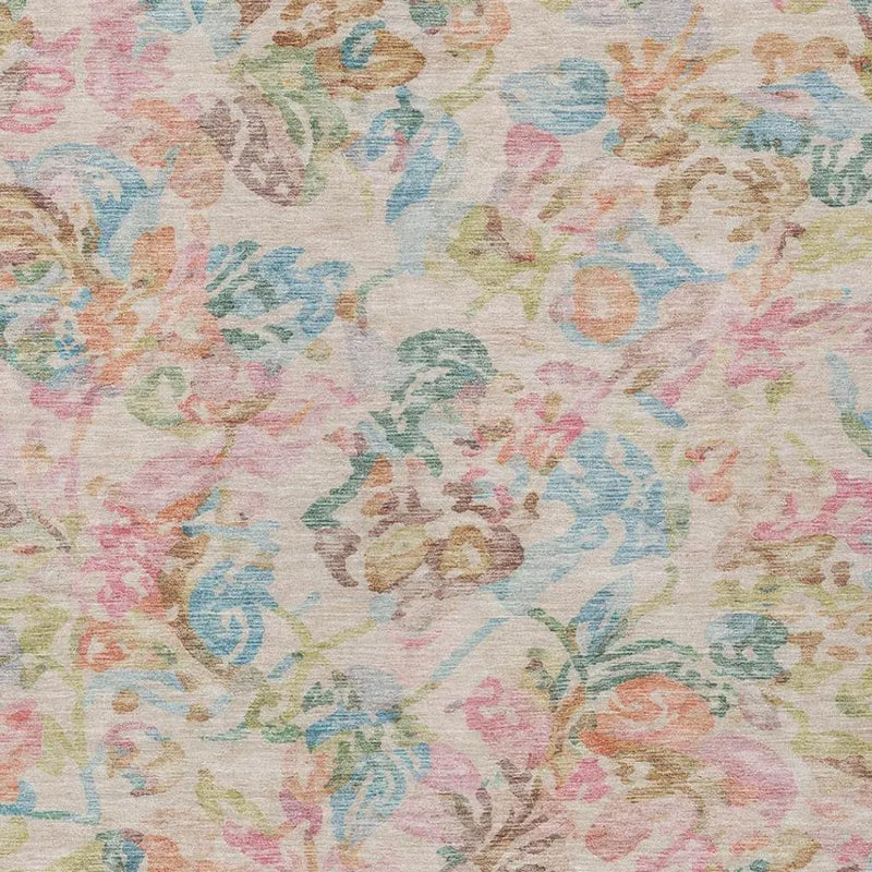 5' X 8' Pink And Tan Floral Washable Indoor Outdoor Area Rug Homeroots Outdoor