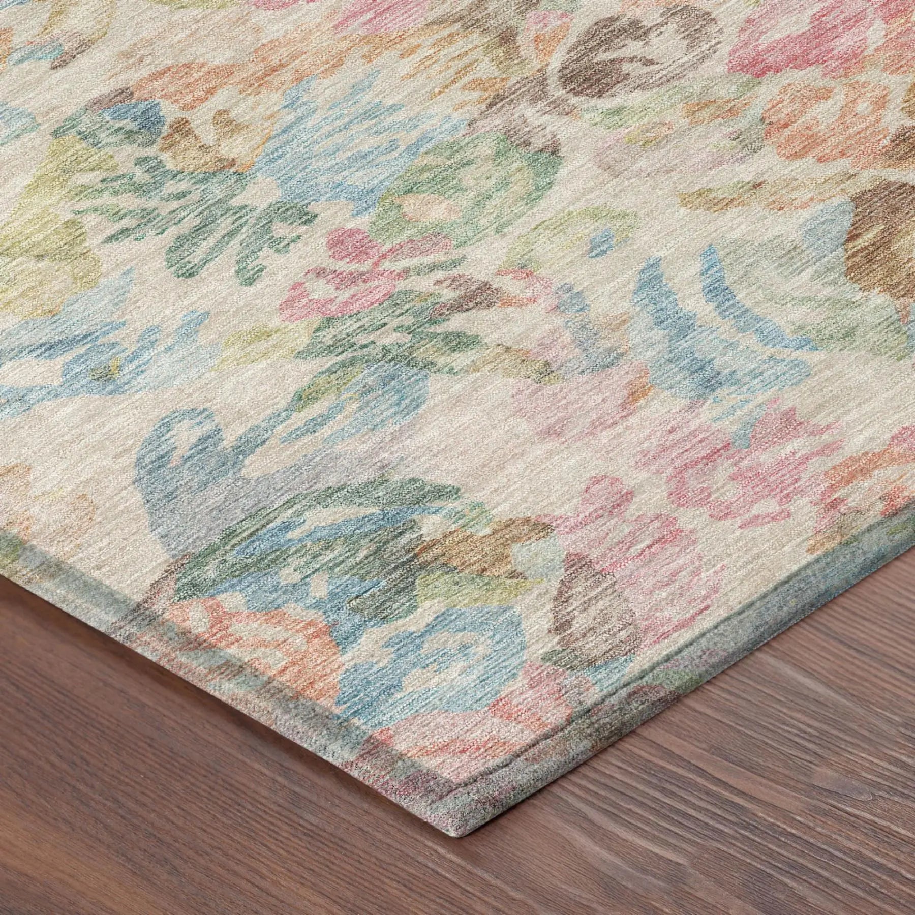 5' X 8' Pink And Tan Floral Washable Indoor Outdoor Area Rug Homeroots Outdoor