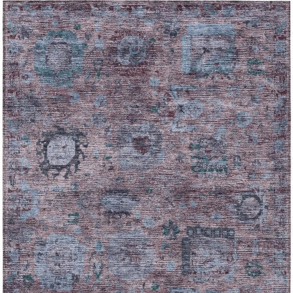 5' X 8' Plum And Brown Abstract Washable Indoor Outdoor Area Rug Homeroots Outdoor