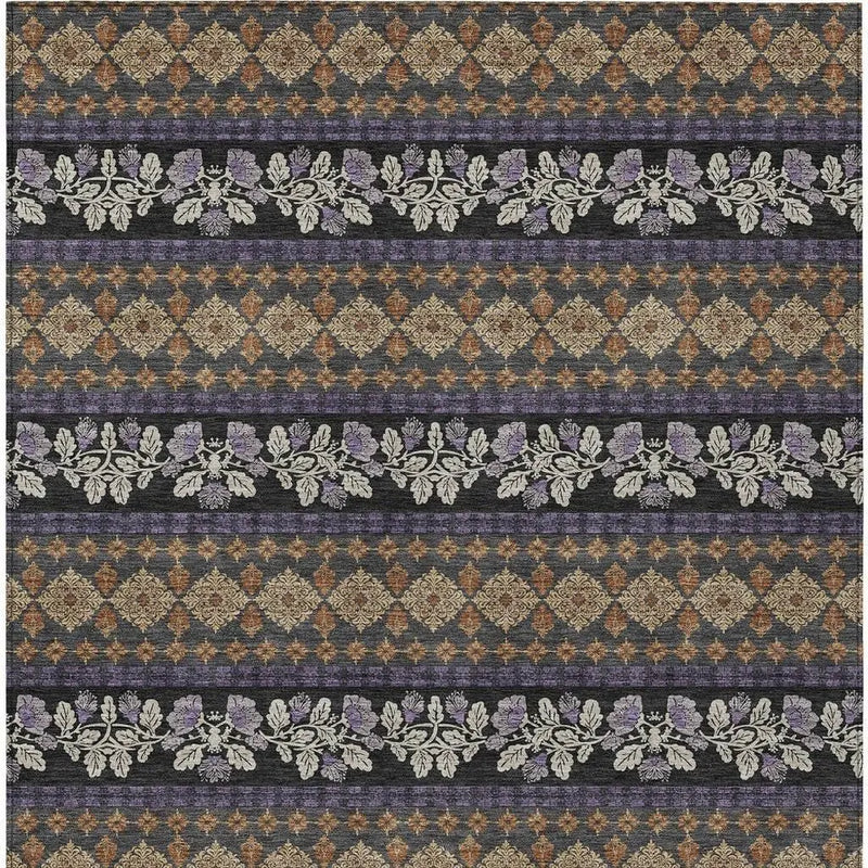 5' X 8' Plum And Copper Striped Washable Indoor Outdoor Area Rug Homeroots Outdoor
