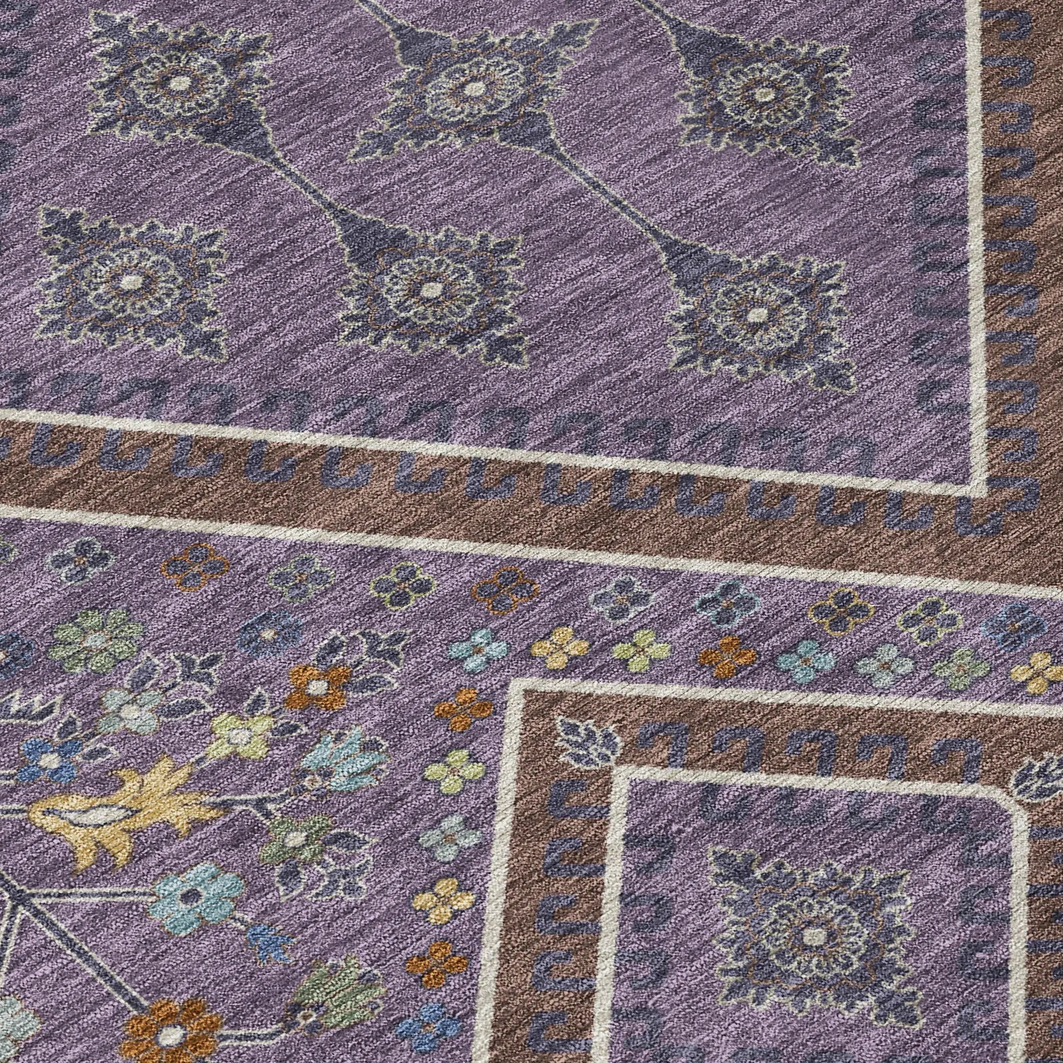 5' X 8' Plum And Eggplant Medallion Washable Indoor Outdoor Area Rug Homeroots Outdoor
