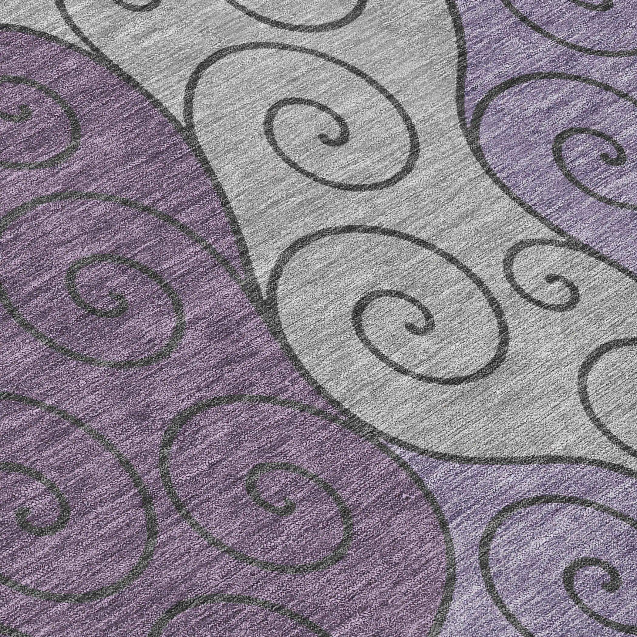 5' X 8' Plum And Gray Abstract Washable Indoor Outdoor Area Rug Homeroots Outdoor