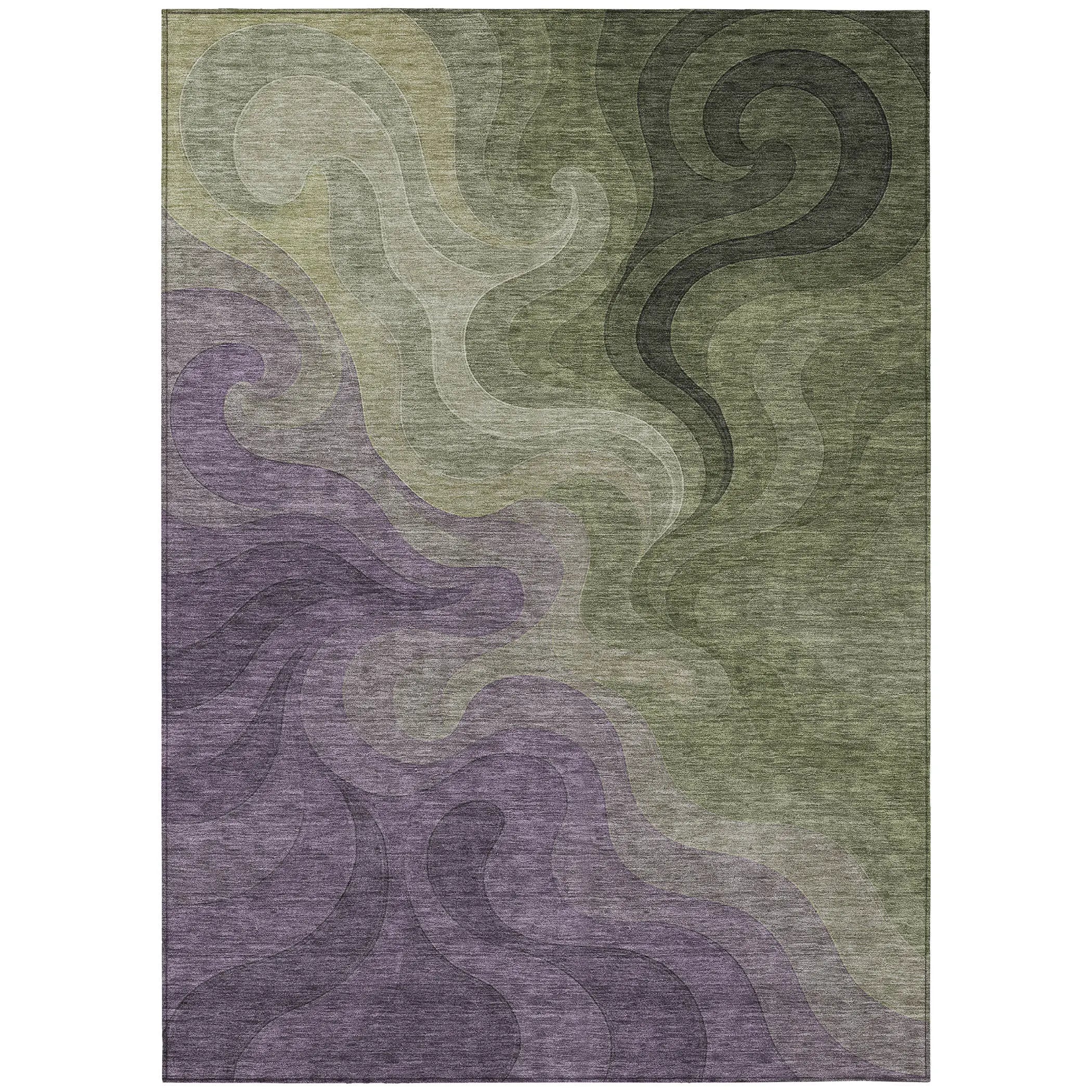 5' X 8' Plum And Green Abstract Washable Indoor Outdoor Area Rug Homeroots Outdoor