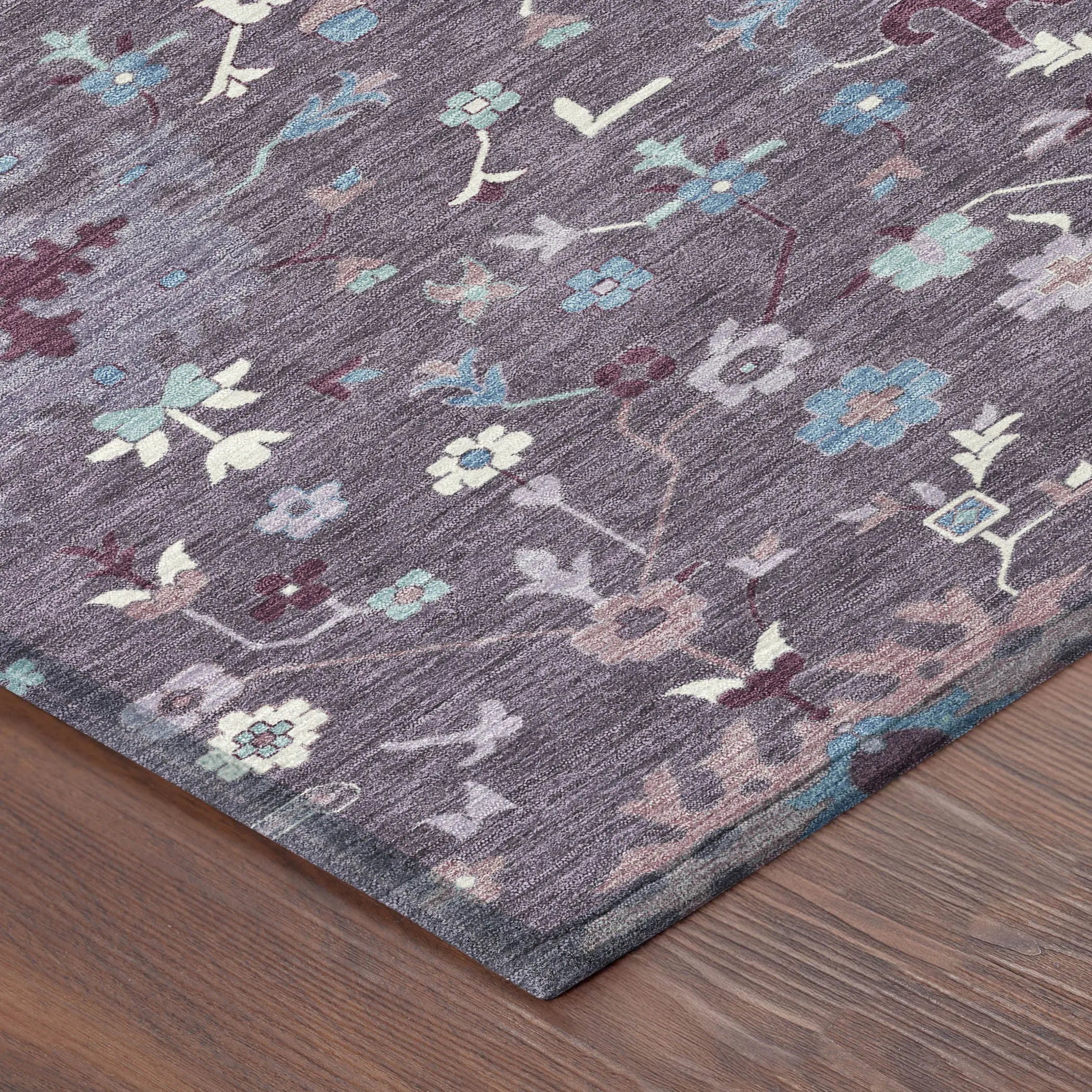 5' X 8' Plum And Lavender Faux Bois Washable Indoor Outdoor Area Rug Homeroots Outdoor