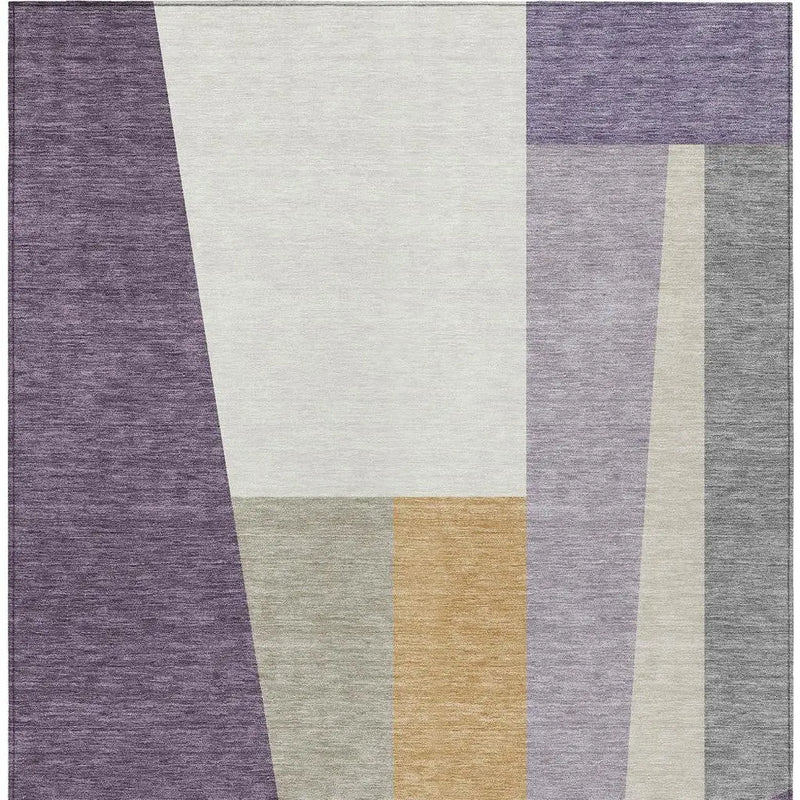 5' X 8' Plum And Lavender Geometric Washable Indoor Outdoor Area Rug Homeroots Outdoor