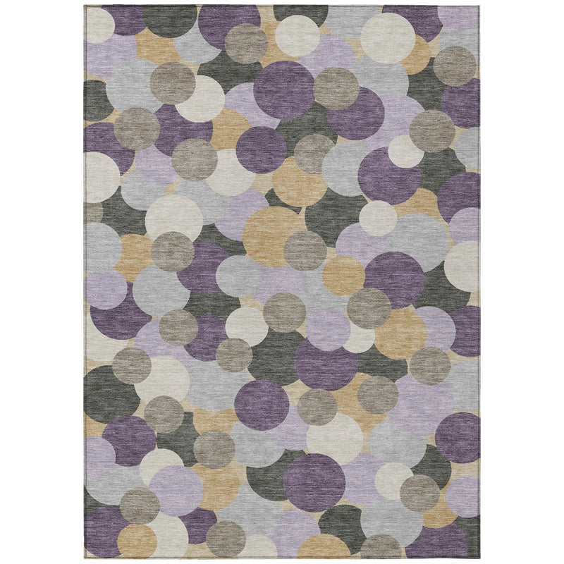 5' X 8' Plum And Lavender Geometric Washable Indoor Outdoor Area Rug Homeroots Outdoor