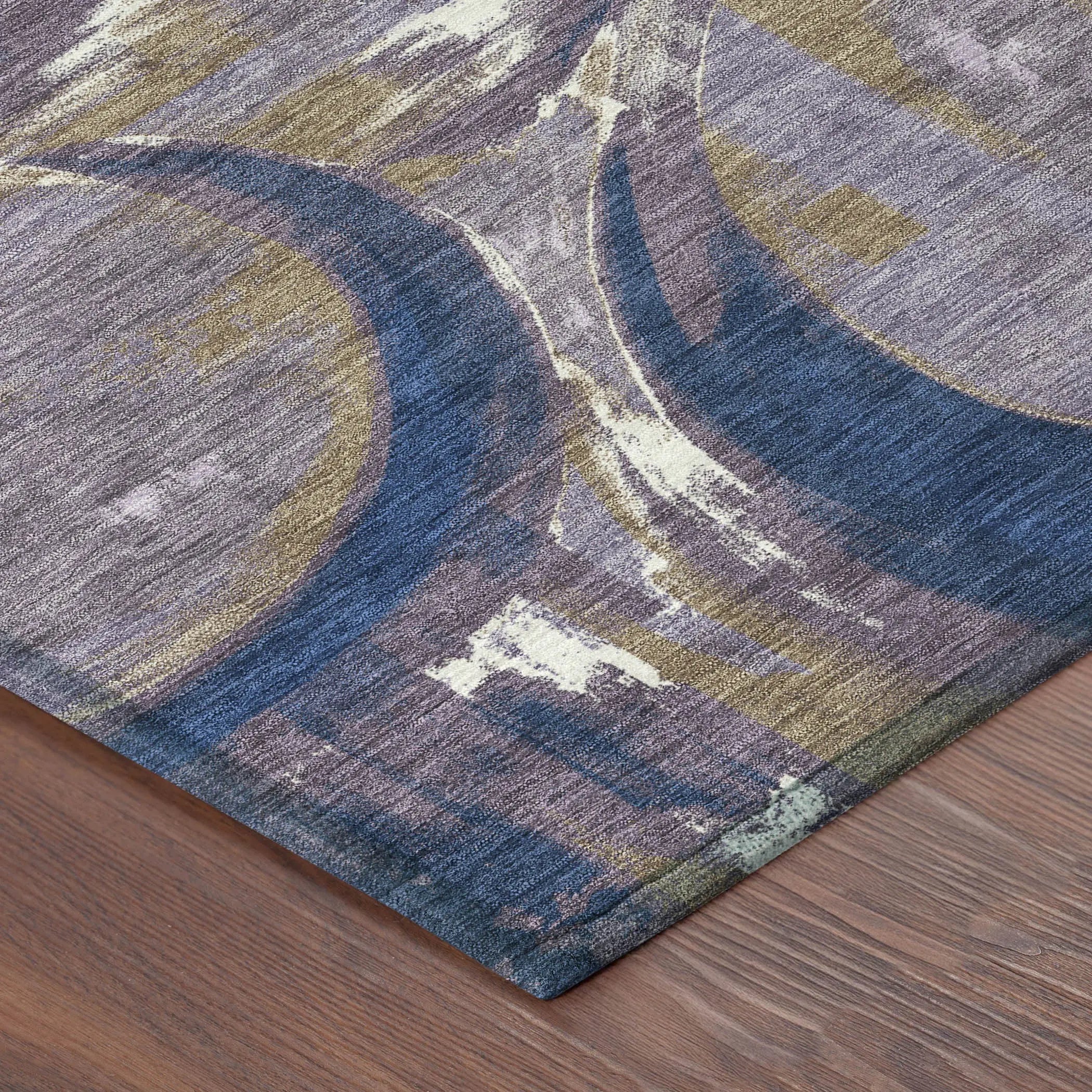 5' X 8' Plum And Purple Abstract Washable Indoor Outdoor Area Rug Homeroots Outdoor