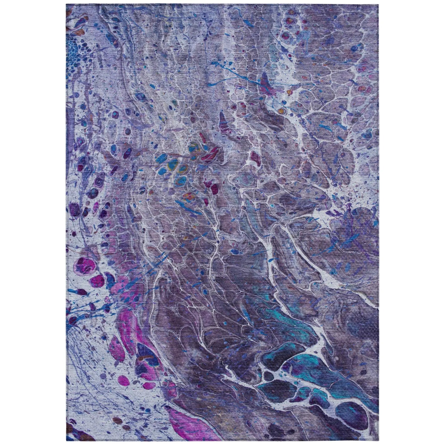 5' X 8' Plum And Purple Abstract Washable Indoor Outdoor Area Rug Homeroots Outdoor
