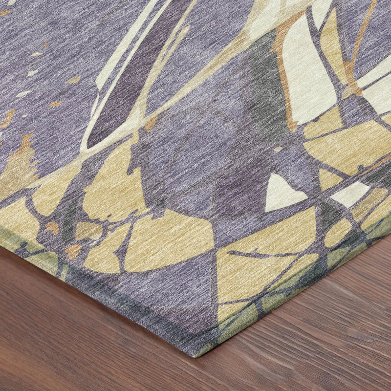 5' X 8' Plum And Purple Abstract Washable Indoor Outdoor Area Rug Homeroots Outdoor