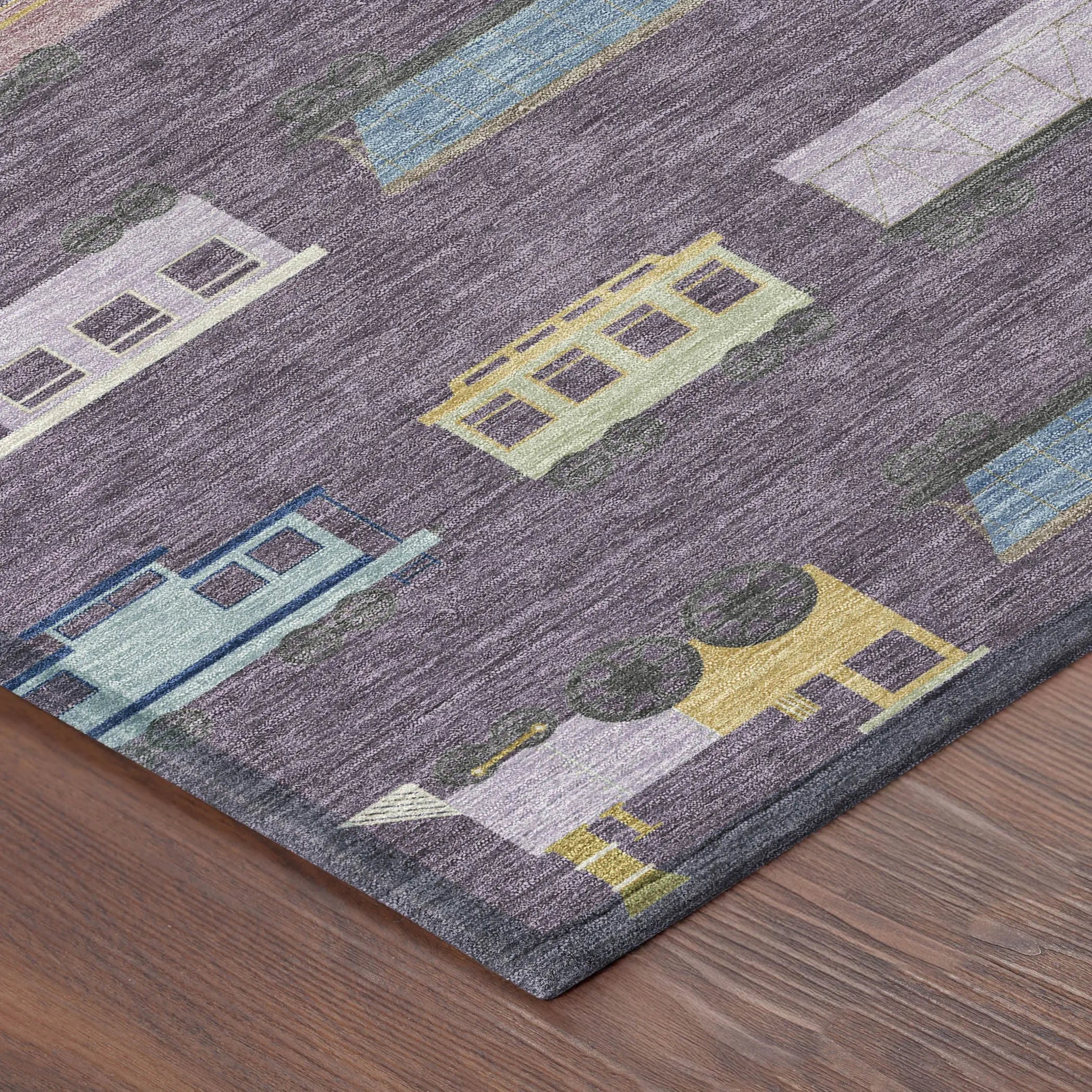 5' X 8' Plum And Purple Abstract Washable Indoor Outdoor Area Rug Homeroots Outdoor