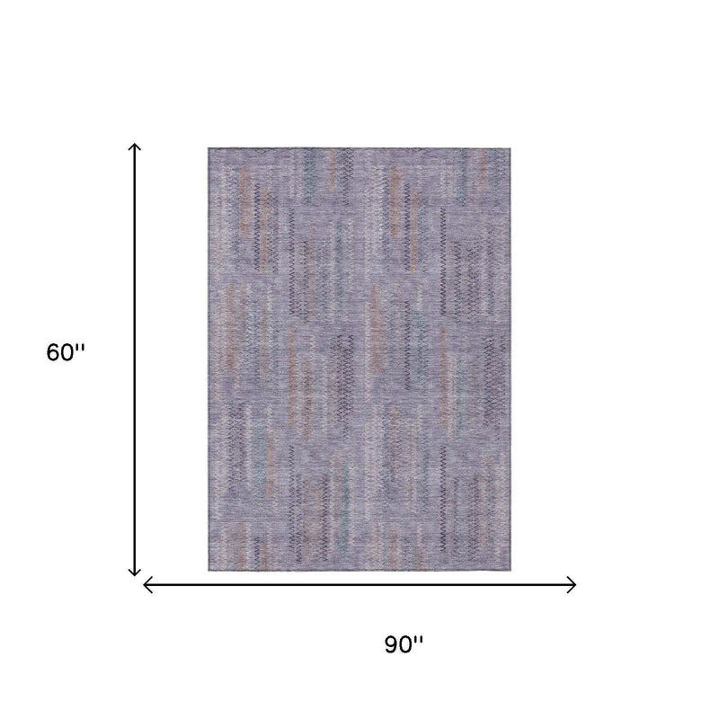5' X 8' Plum And Purple Abstract Washable Indoor Outdoor Area Rug Homeroots Outdoor