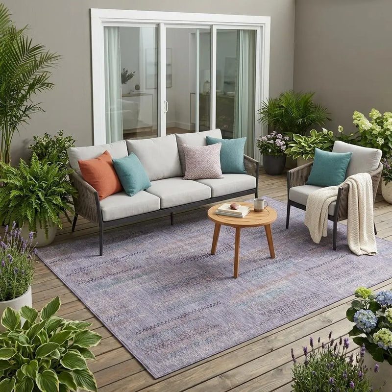 5' X 8' Plum And Purple Abstract Washable Indoor Outdoor Area Rug Homeroots Outdoor