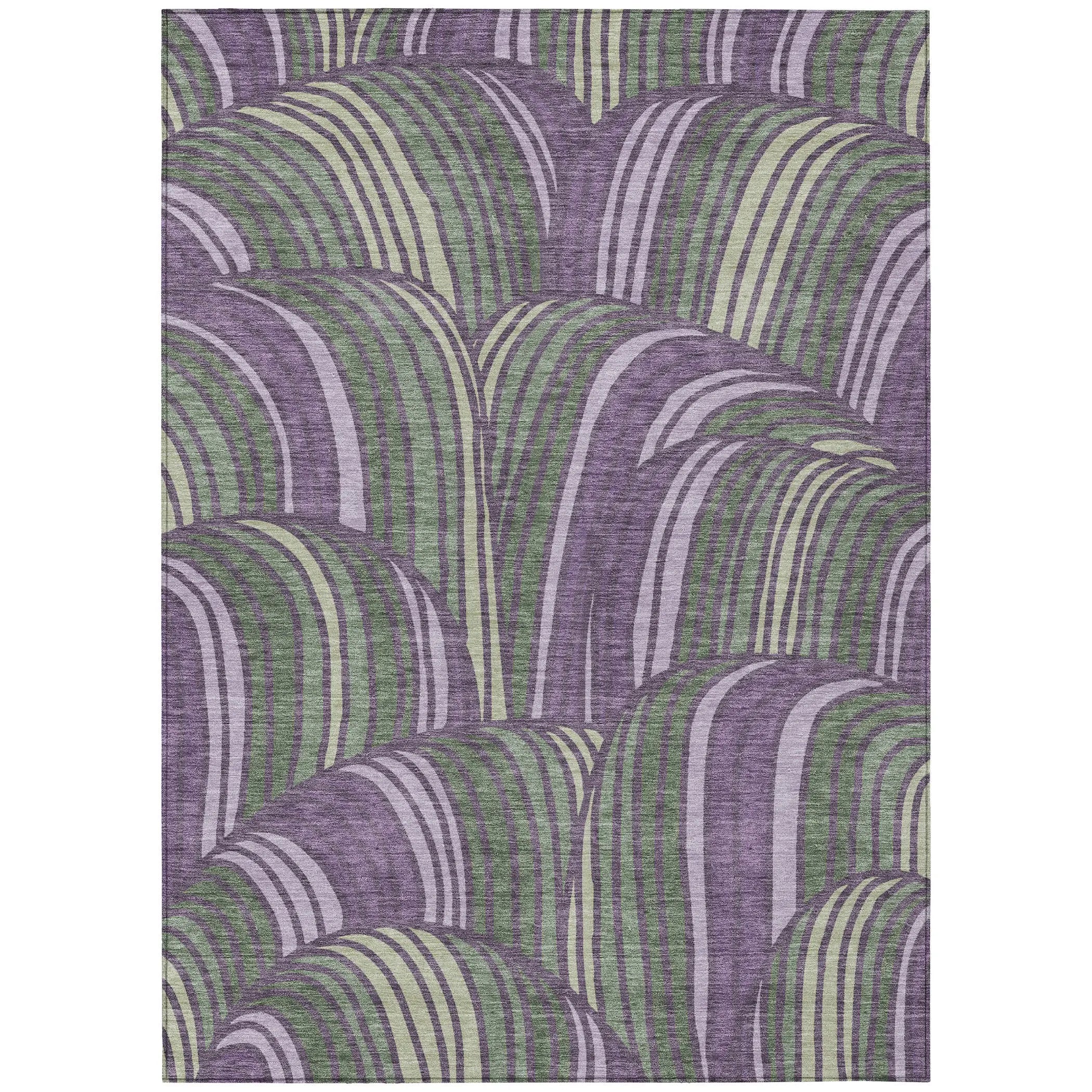 5' X 8' Plum And Purple Abstract Washable Indoor Outdoor Area Rug Homeroots Outdoor