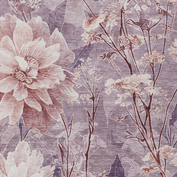5' X 8' Plum And Purple Floral Washable Indoor Outdoor Area Rug Homeroots Outdoor