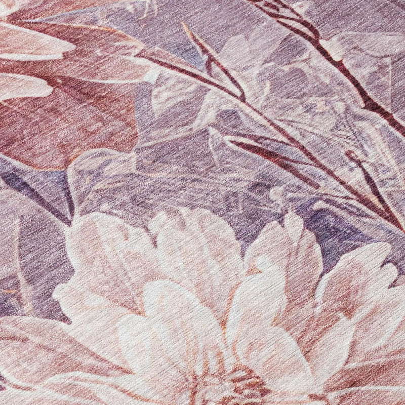 5' X 8' Plum And Purple Floral Washable Indoor Outdoor Area Rug Homeroots Outdoor
