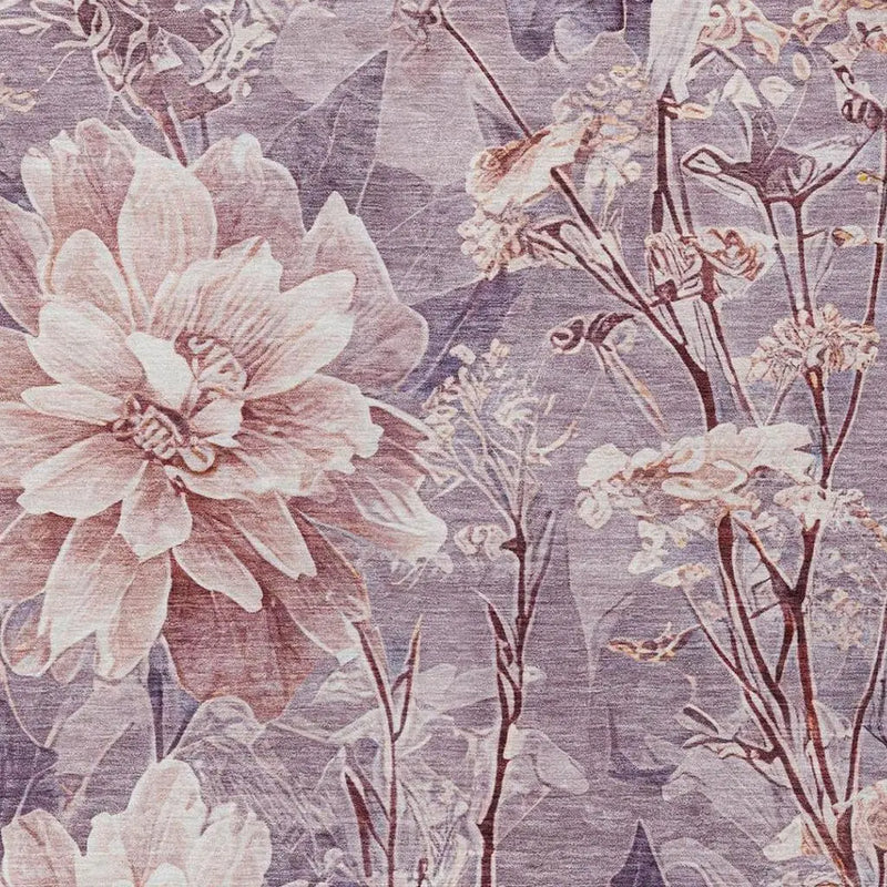 5' X 8' Plum And Purple Floral Washable Indoor Outdoor Area Rug Homeroots Outdoor