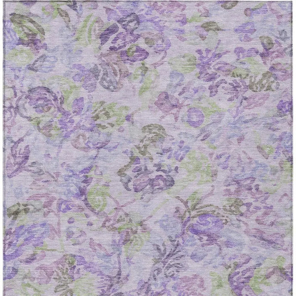 5' X 8' Plum And Purple Floral Washable Indoor Outdoor Area Rug Homeroots Outdoor
