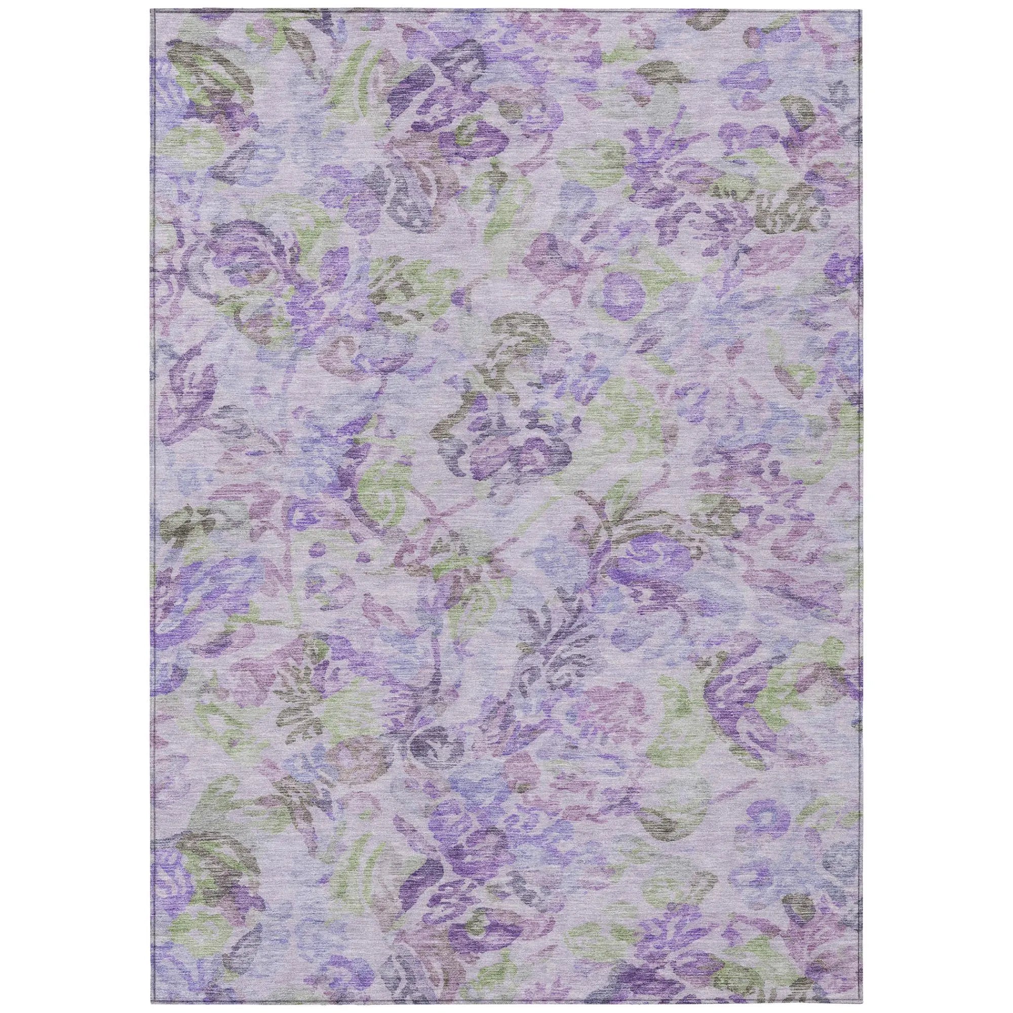 5' X 8' Plum And Purple Floral Washable Indoor Outdoor Area Rug Homeroots Outdoor