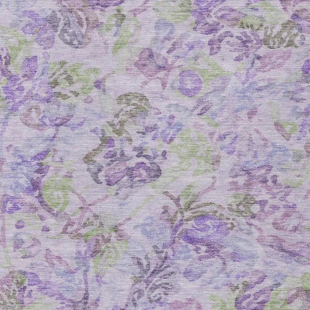 5' X 8' Plum And Purple Floral Washable Indoor Outdoor Area Rug Homeroots Outdoor