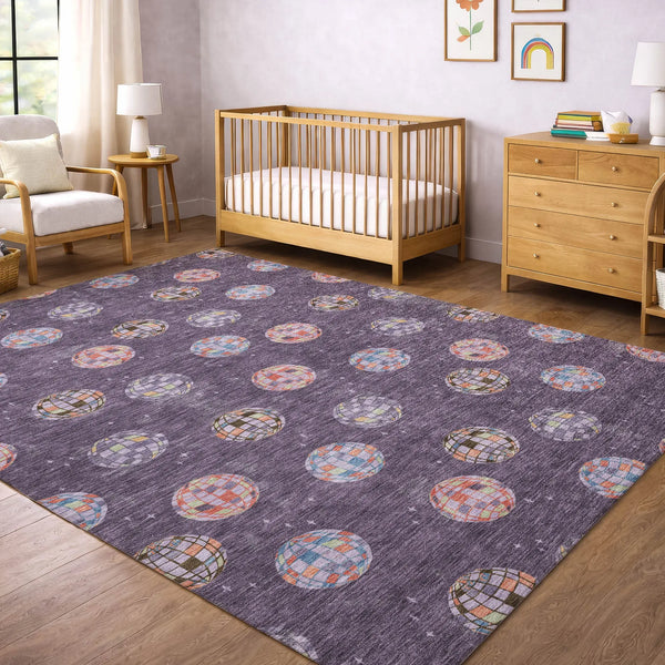 5' X 8' Plum And Purple Geometric Washable Indoor Outdoor Area Rug Homeroots Outdoor