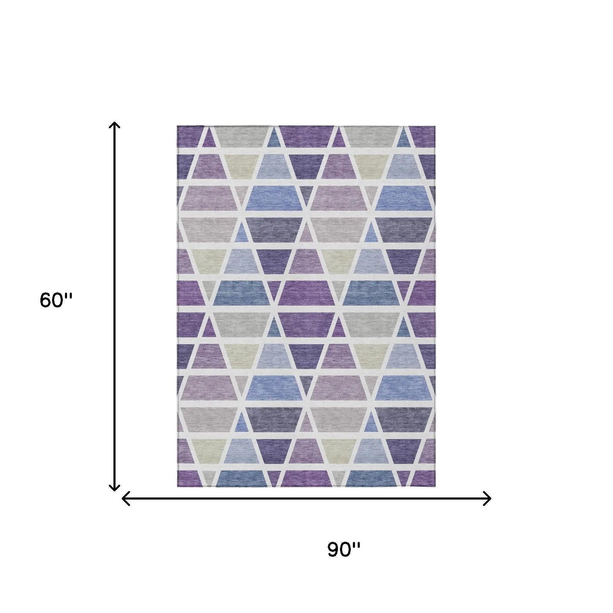5' X 8' Plum And Purple Geometric Washable Indoor Outdoor Area Rug Homeroots Outdoor