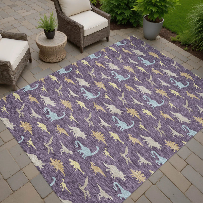 5' X 8' Plum And Purple Geometric Washable Indoor Outdoor Area Rug Homeroots Outdoor
