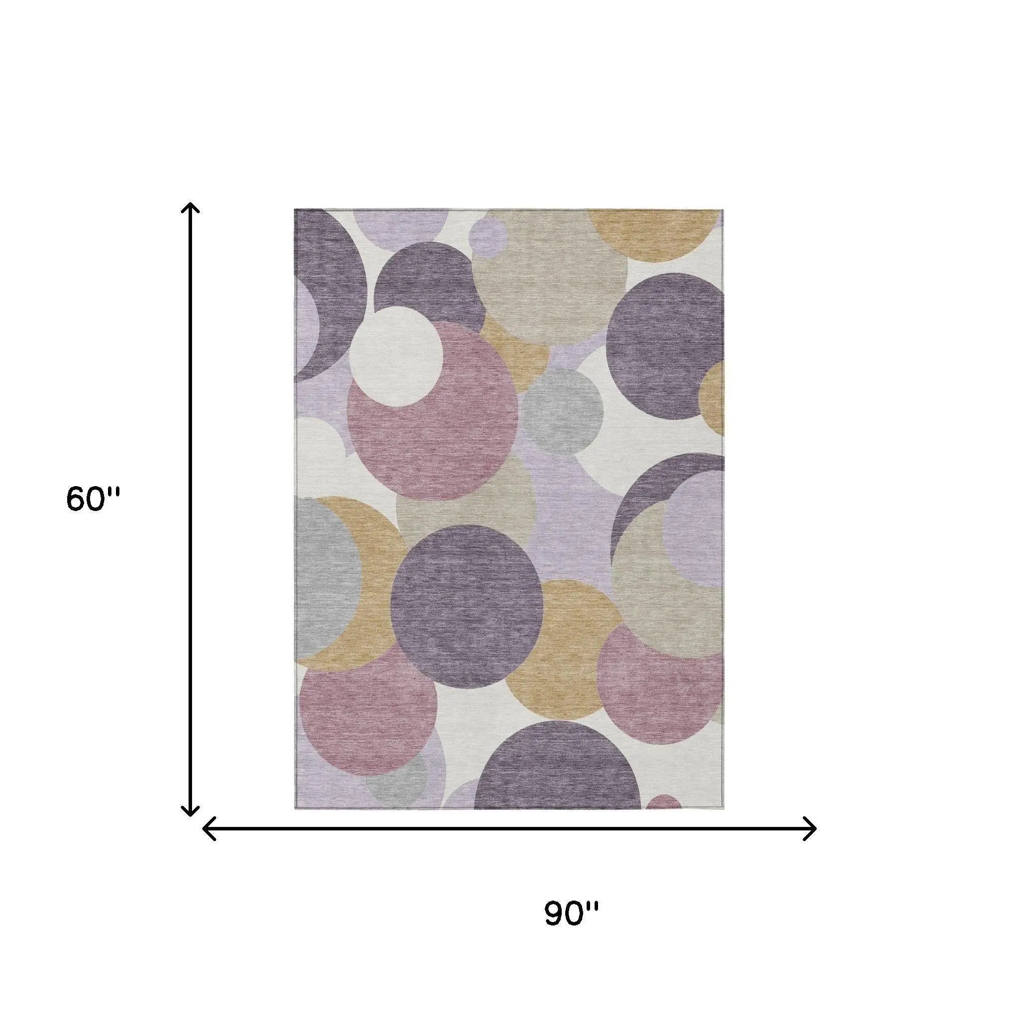 5' X 8' Plum And Purple Geometric Washable Indoor Outdoor Area Rug Homeroots Outdoor