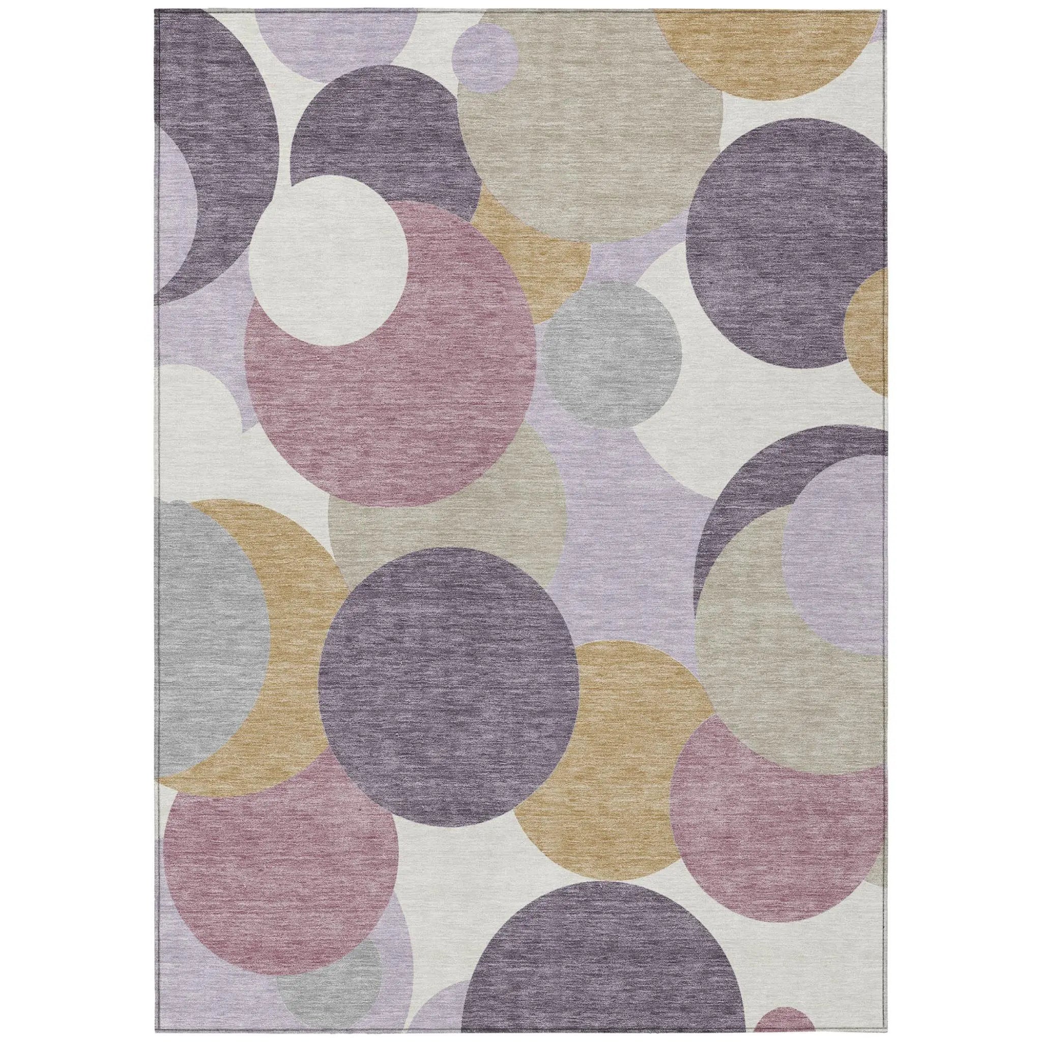 5' X 8' Plum And Purple Geometric Washable Indoor Outdoor Area Rug Homeroots Outdoor