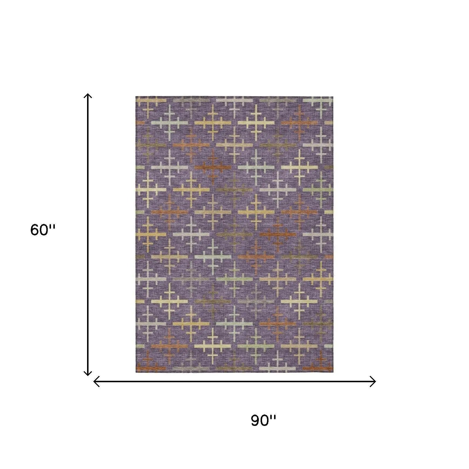 5' X 8' Plum And Purple Geometric Washable Indoor Outdoor Area Rug Homeroots Outdoor