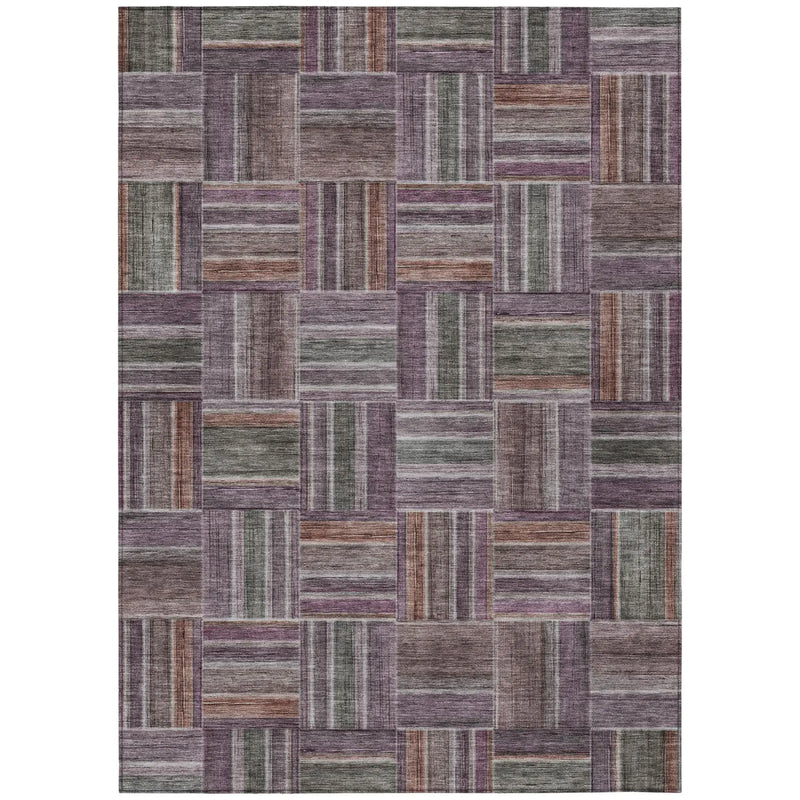 5' X 8' Plum And Purple Geometric Washable Indoor Outdoor Area Rug Homeroots Outdoor