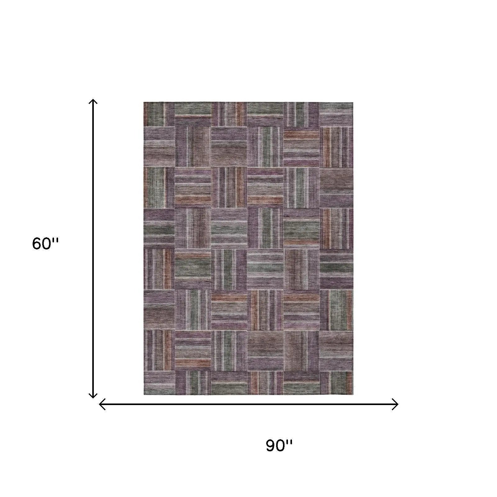 5' X 8' Plum And Purple Geometric Washable Indoor Outdoor Area Rug Homeroots Outdoor