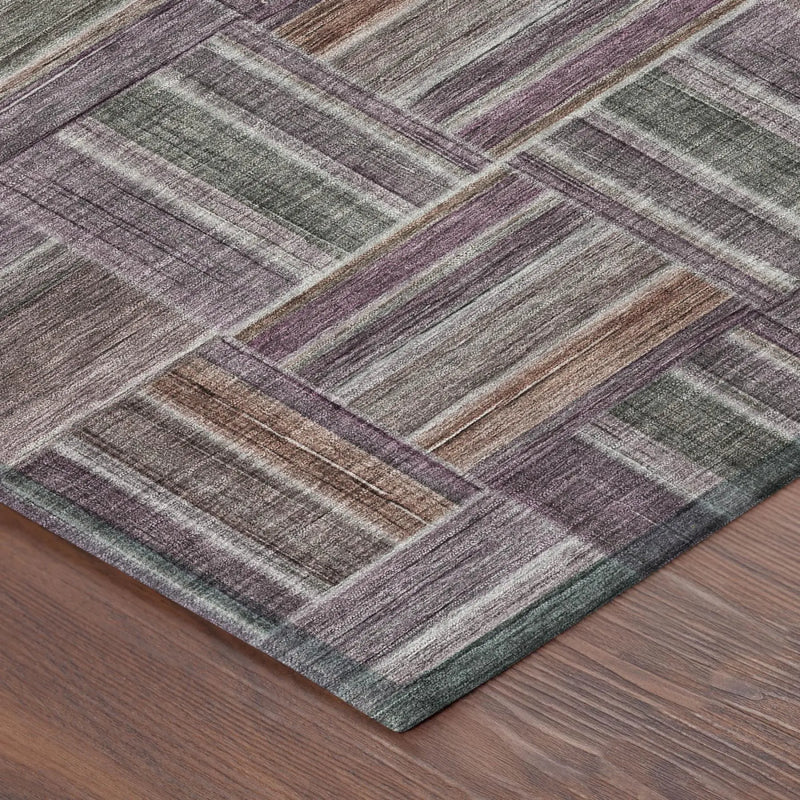 5' X 8' Plum And Purple Geometric Washable Indoor Outdoor Area Rug Homeroots Outdoor