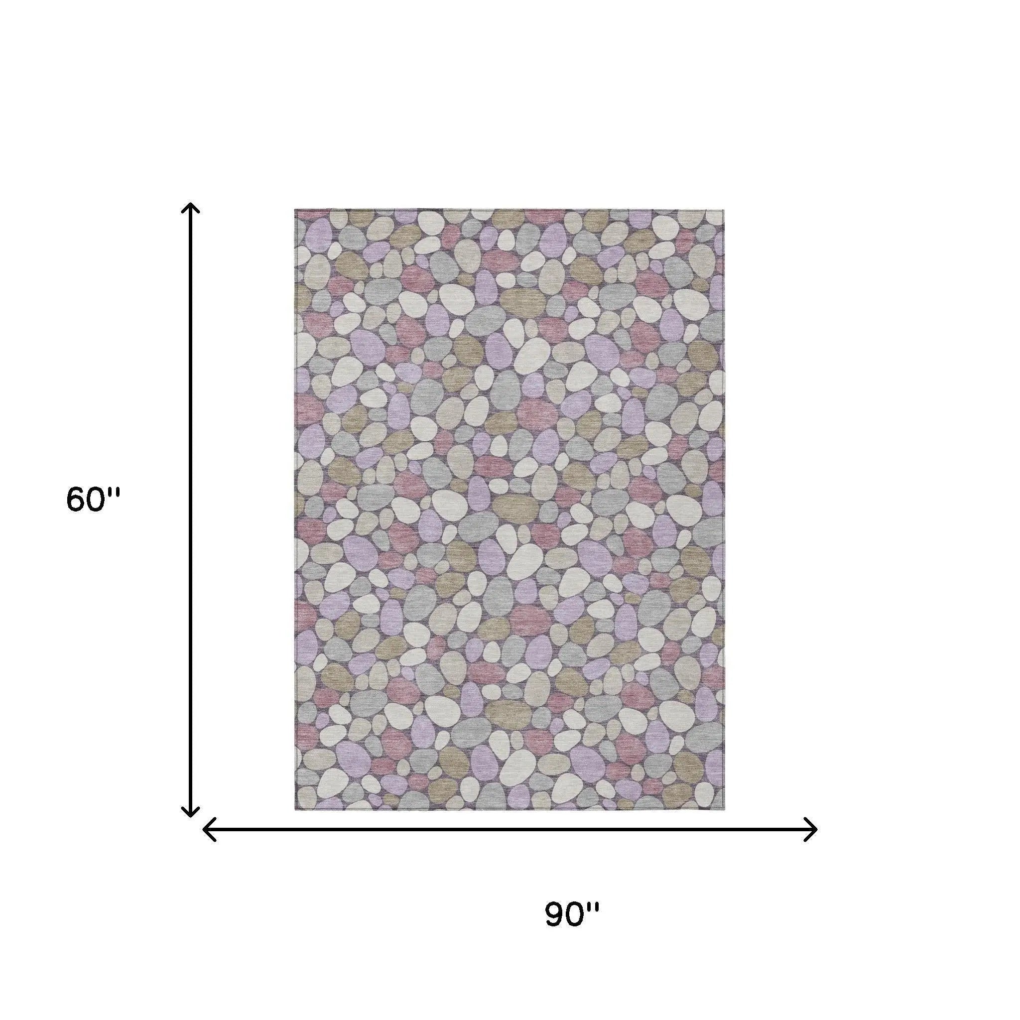 5' X 8' Plum And Purple Geometric Washable Indoor Outdoor Area Rug Homeroots Outdoor