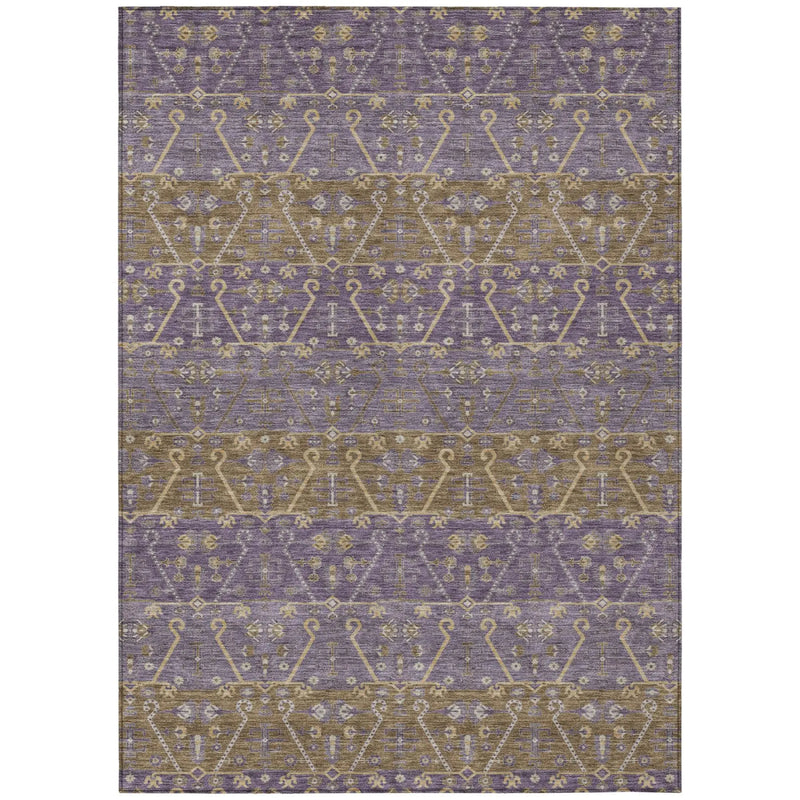 5' X 8' Plum And Purple Oriental Washable Indoor Outdoor Area Rug Homeroots Outdoor